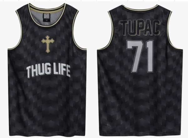 Tupac Thug Life Black Basketball Jersey Small
