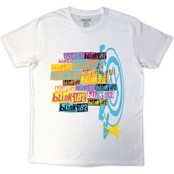 Blink-182 Unisex T-Shirt: Multi Stacked Logo (White) (XX-Large)