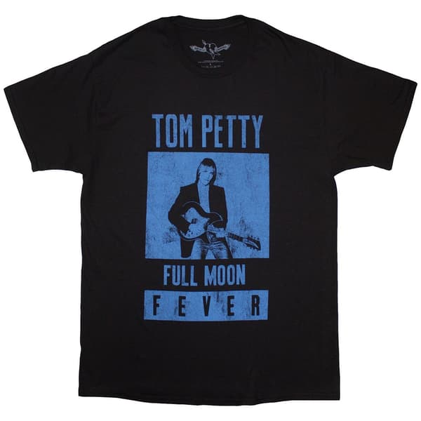 Tom Petty & The Heartbreakers Unisex T-Shirt: Full Moon Fever Blue (Black) (X-Large)