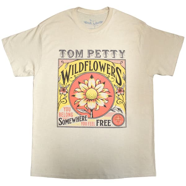 Tom Petty & The Heartbreakers Unisex T-Shirt: Wildflowers (Sand) (Large)
