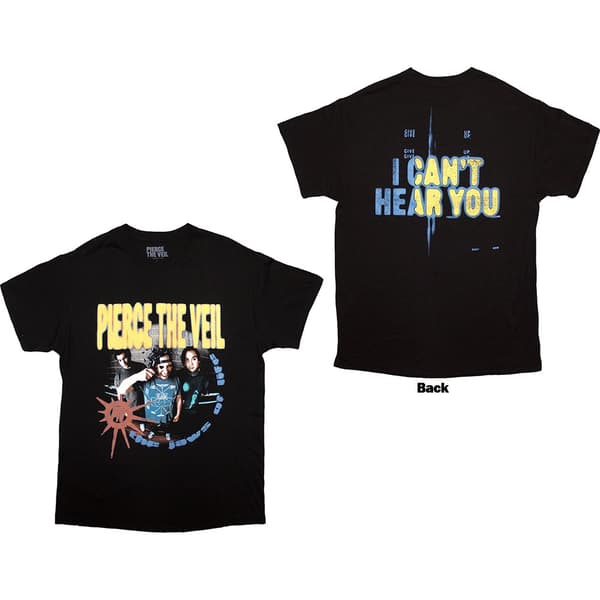 Pierce The Veil Unisex T-Shirt: I Can't Hear You (Black) (Back Print) (Large)