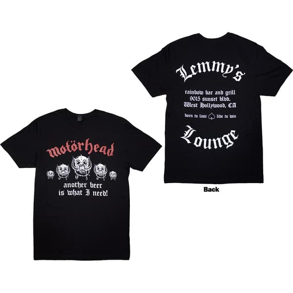Motorhead Unisex T-Shirt: Lemmy's Lounge (Black) (Back Print) (Large)