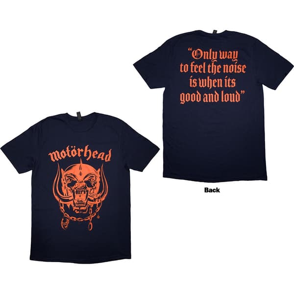 Motorhead Unisex T-Shirt: Good & Loud (Navy Blue) (Back Print) (Small)