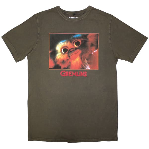 Gremlins Unisex Stone Wash T-Shirt: Gizmo Photo (Green) (Large)