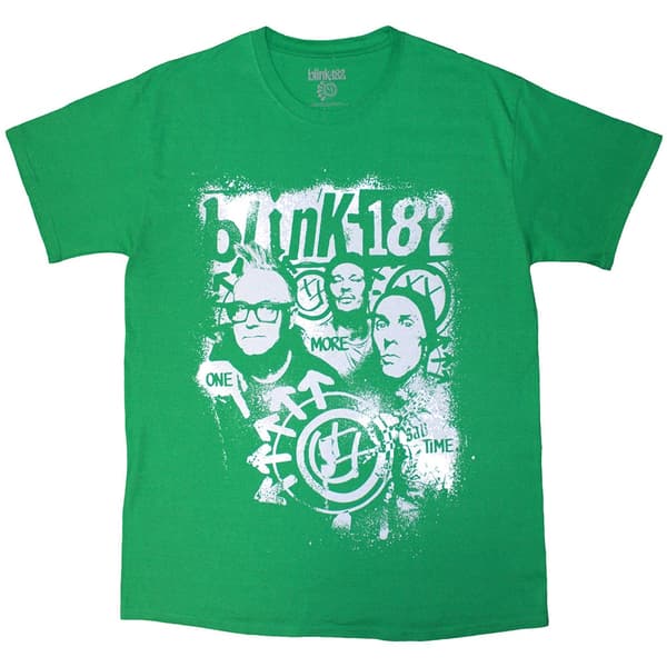 Blink-182 Unisex T-Shirt: One More Time Spray Paint (Green) (Small)