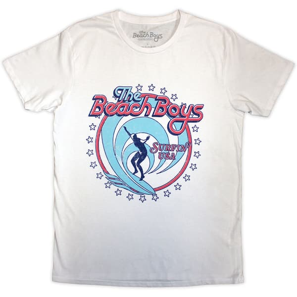 The Beach Boys Unisex T-Shirt: Surfin' USA Circle (White) (Medium)