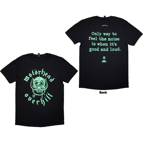Motorhead Unisex T-Shirt: Overkill Lyric (Black) (Back Print) (Large)