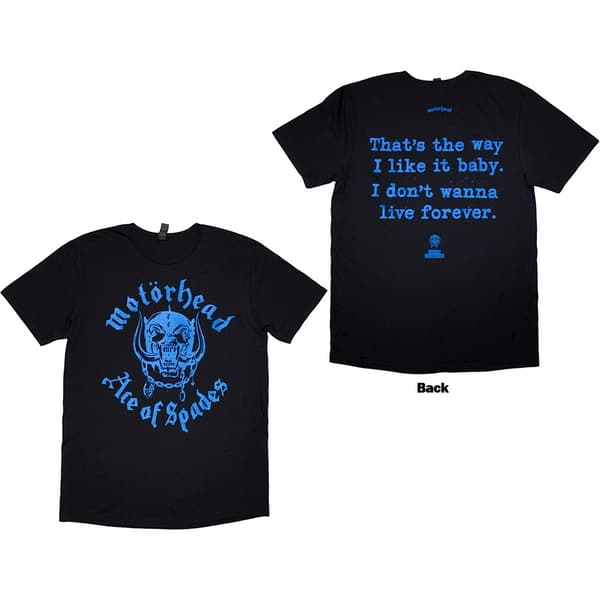 Motorhead Unisex T-Shirt: Ace Of Spades Lyric (Back Print) (Black) (Large)