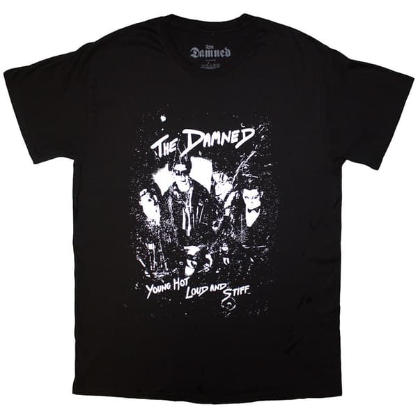 The Damned Unisex T-Shirt: Young Hot Loud & Stiff (Black) (Small)