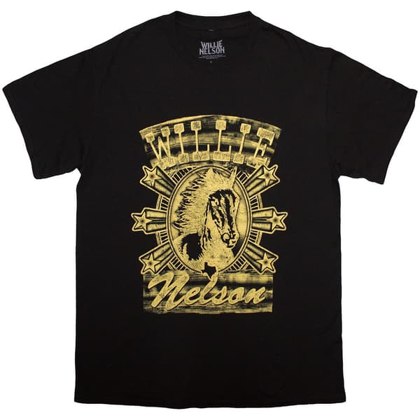 Willie Nelson Unisex T-Shirt: Horse (Black) (Small)