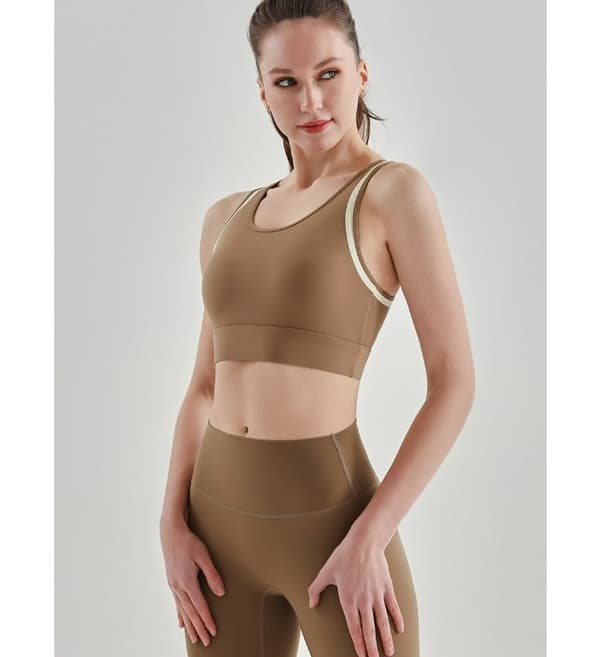 INF Ny Yoga Sport-BH - Komfort, Stöd och Stil Brun S