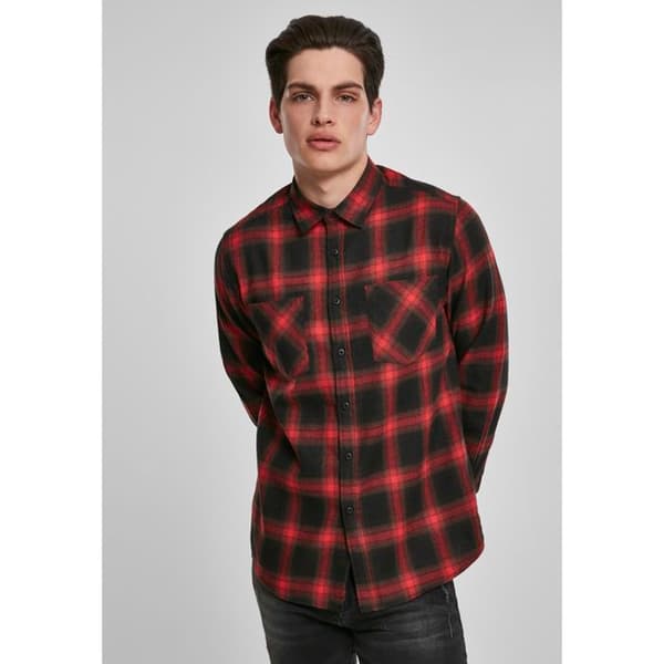 Skjorta - Urban Classics - Rutigt FLANELL - 100% bomull - Klassisk krage - Långa ärmar
