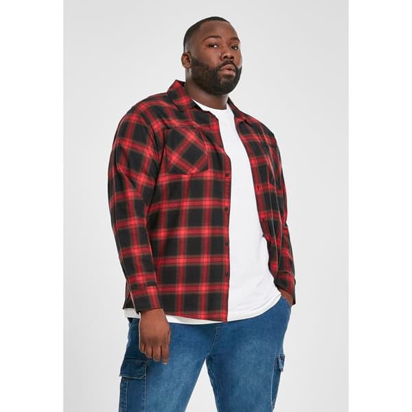 Skjorta - Urban Classics - Rutigt FLANELL - 100% bomull - Klassisk krage - Långa ärmar