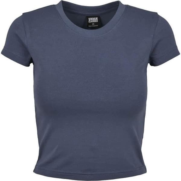 Crop Top Dam - URBAN CLASSICS - Slim Fit - Korta ärmar - Blå - 95% Bomull