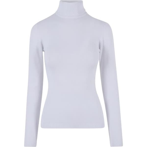 Ribbad polotröja dam - Urban Classics - Vit - Viskos - Nylon - Tätsittande snitt