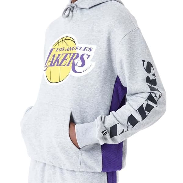 Sweatshirt - New Era - NBA Mesh Panel Os Hoody Loslak Hgrtrp - Grå - Långa ärmar - Man