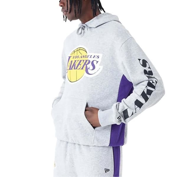 Sweatshirt - New Era - NBA Mesh Panel Os Hoody Loslak Hgrtrp - Grå - Långa ärmar - Man