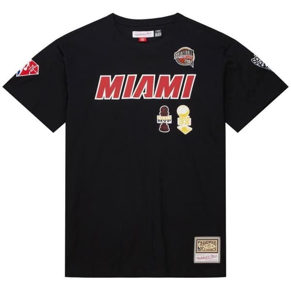 T-shirt - MITCHELL & NESS - Miami Heat HALL OF FAME - 100% bomull - Fitted cut - Svart