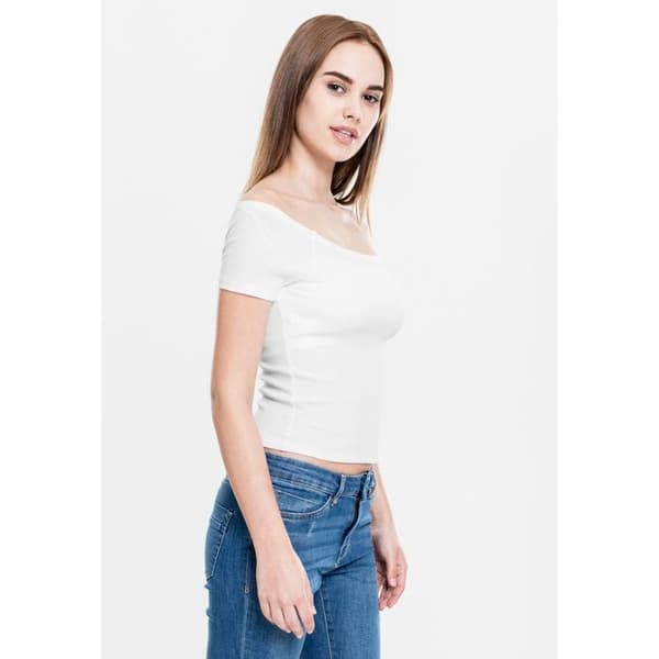 Top utan axelband - URBAN CLASSICS - Off Shoulder Rib Top - 97% bomull - Tajt - Dam