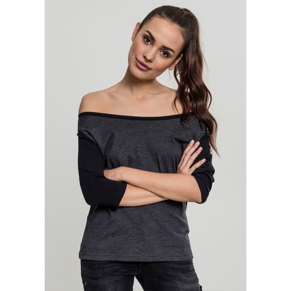 T-shirt Raglan - Urban Classics - 3/4 ärmar - 100% Bomull - Färg Kol/Ljus svart - Regular passform