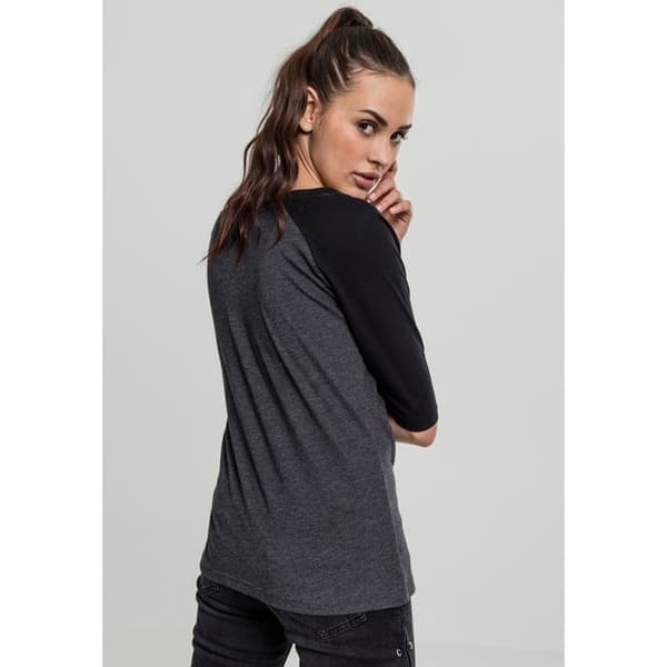 T-shirt Raglan - Urban Classics - 3/4 ärmar - 100% Bomull - Färg Kol/Ljus svart - Regular passform