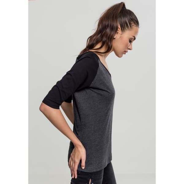 T-shirt Raglan - Urban Classics - 3/4 ärmar - 100% Bomull - Färg Kol/Ljus svart - Regular passform