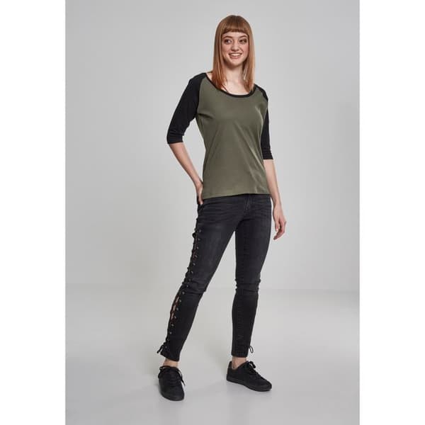 T-shirt Raglan - Urban Classics - 3/4 ärmar - 100% Bomull - Färg Kol/Ljus svart - Regular passform
