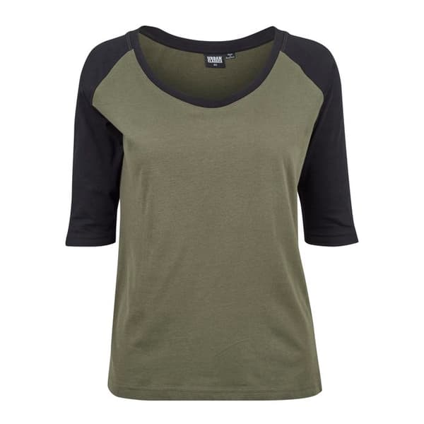 T-shirt Raglan - Urban Classics - 3/4 ärmar - 100% Bomull - Färg Kol/Ljus svart - Regular passform