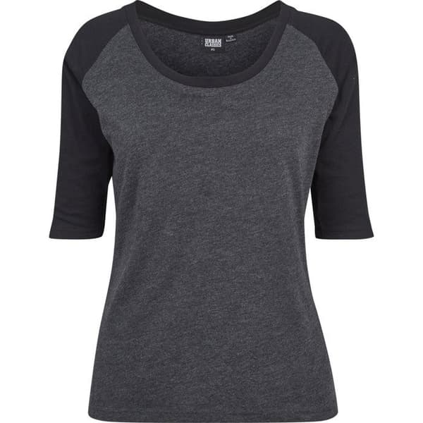 T-shirt Raglan - Urban Classics - 3/4 ärmar - 100% Bomull - Färg Kol/Ljus svart - Regular passform