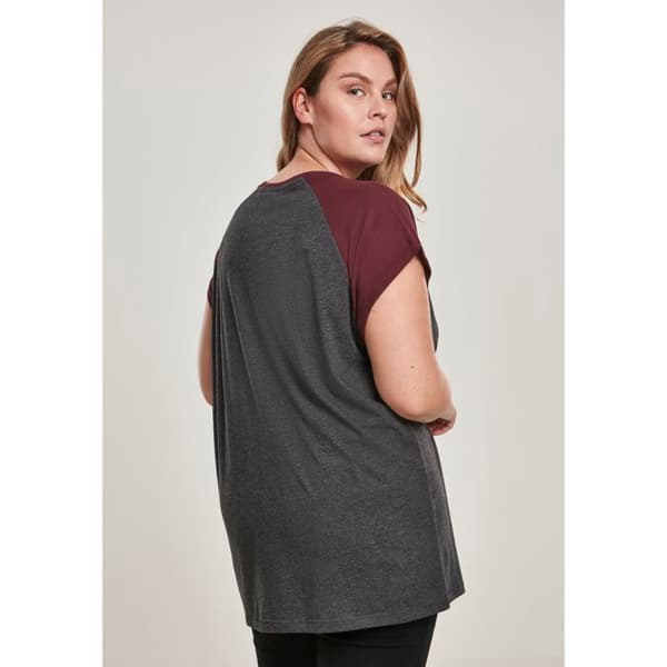 T-shirt Raglan Dam - Urban Classics - Kontrast Top Lång Tröja - Oversize Skärning - Långa Ärmar - 100% Bomull