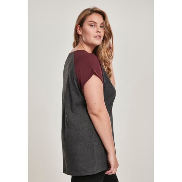 T-shirt Raglan Dam - Urban Classics - Kontrast Top Lång Tröja - Oversize Skärning - Långa Ärmar - 100% Bomull