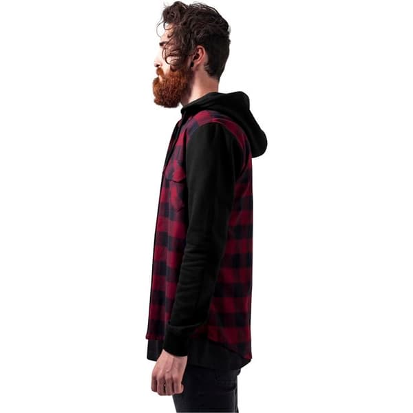 Hoodie - URBAN CLASSICS - Flanell - Svart/Bordeaux - Långa ärmar - Regular