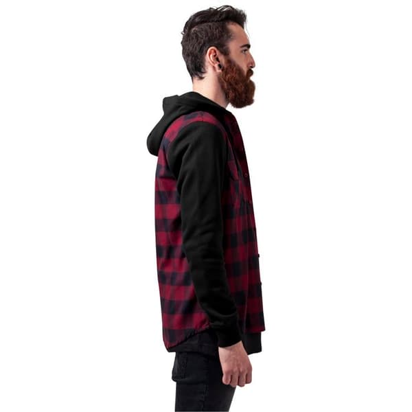 Hoodie - URBAN CLASSICS - Flanell - Svart/Bordeaux - Långa ärmar - Regular