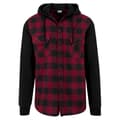 Miniatyrbild 5 av 6: Hoodie - URBAN CLASSICS - Flanell - Svart/Bordeaux - Långa ärmar - Regular