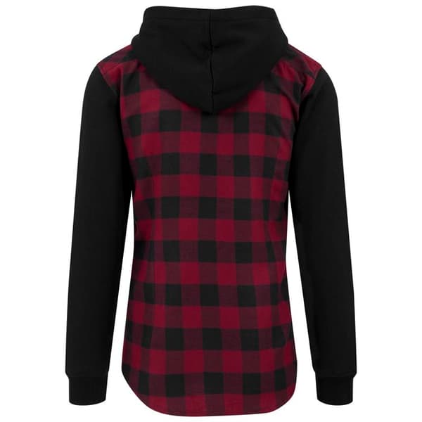 Hoodie - URBAN CLASSICS - Flanell - Svart/Bordeaux - Långa ärmar - Regular