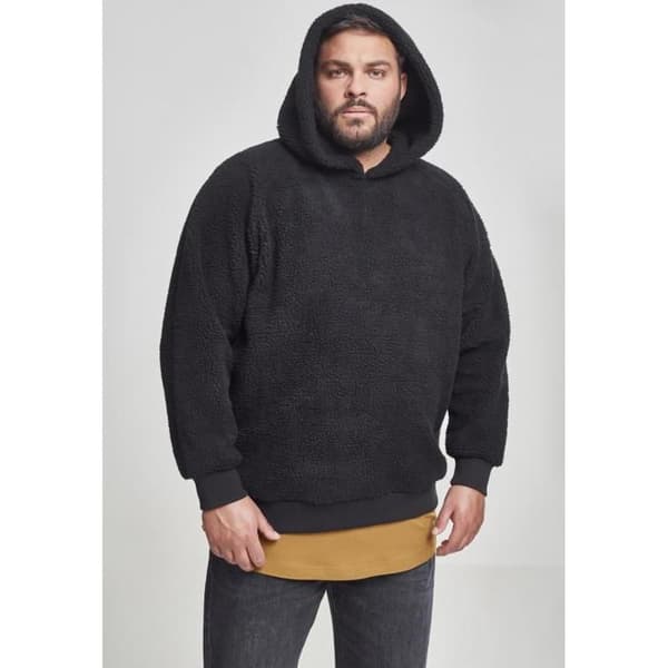 Hoodie - Urban Classic - Sherpa - Svart - Långa ärmar - 100% Polyester