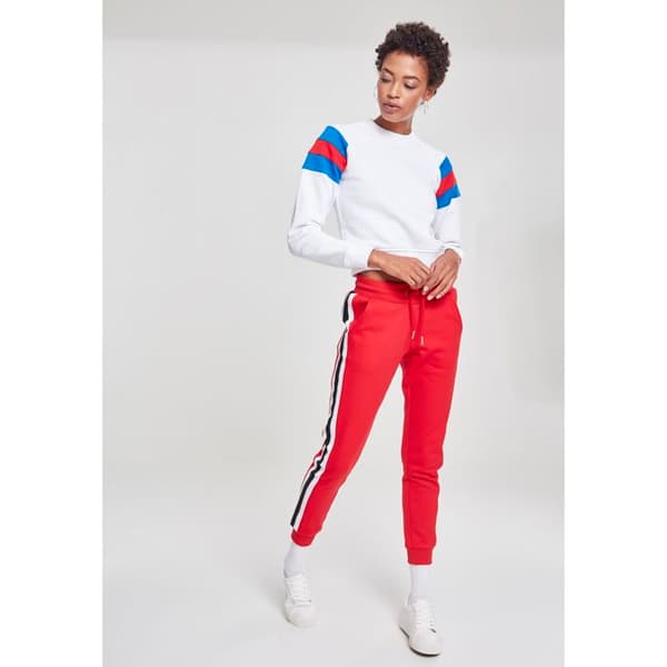 Dam T-shirt - Urban Classic - ärm Stripe - Vit - Åtsittande - Korta ärmar