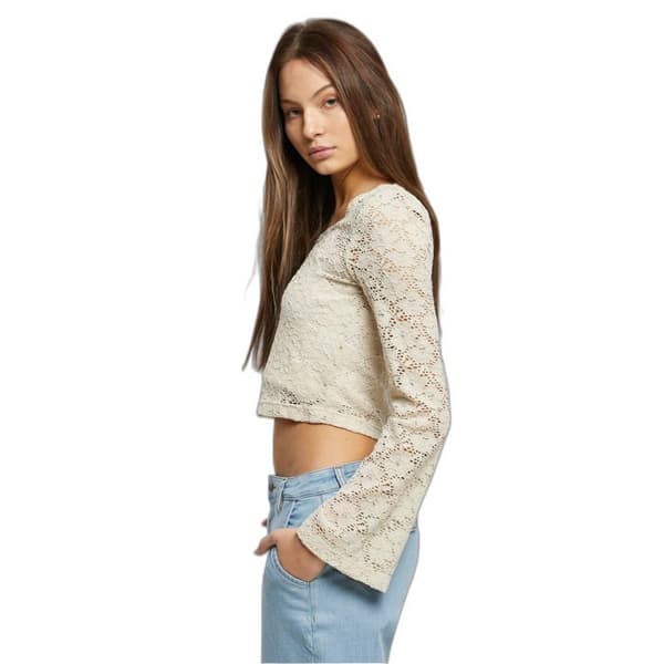 Blus - Urban Classics - Spets - Långa ärmar - Åtsittande - Beige