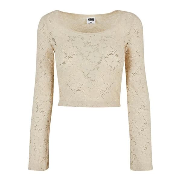 Blus - Urban Classics - Spets - Långa ärmar - Åtsittande - Beige