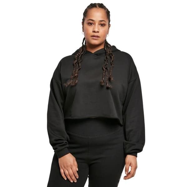 Huvtröja - Urban Classics - Oversize - Svart - Långa ärmar - Dam stora storlekar