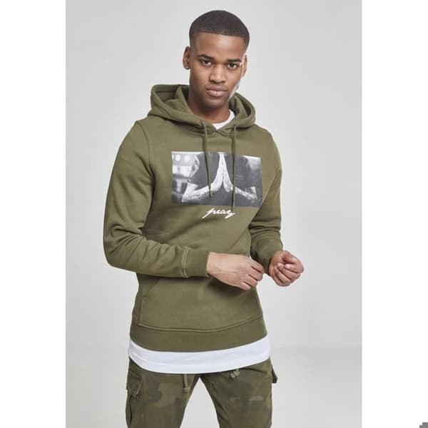 Hoodie - Mister Tee - pray GT - Grå melerad - Långa ärmar - Unisex
