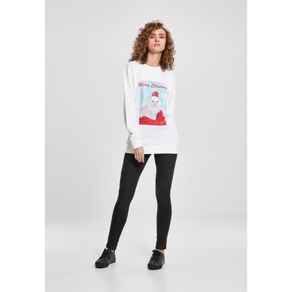 T-shirt Dam - Mister Tee - God Jul Katt - 100% Bomull - Oversized Passform - Korta Ärmar