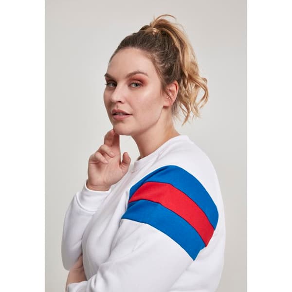 T-shirt för kvinnor i stora storlekar - Urban Classic - randig crew - Vit - Korta ärmar - Rundad hals