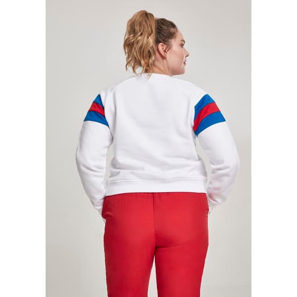 T-shirt för kvinnor i stora storlekar - Urban Classic - randig crew - Vit - Korta ärmar - Rundad hals