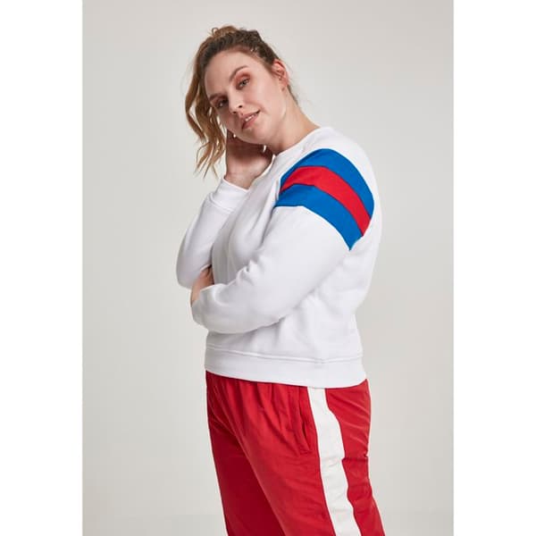 T-shirt för kvinnor i stora storlekar - Urban Classic - randig crew - Vit - Korta ärmar - Rundad hals