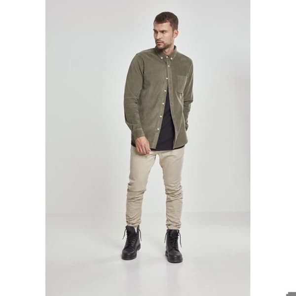 Skjorta - Urban Classic - Kordflor - Olivgrön - Långa ärmar - Regular fit