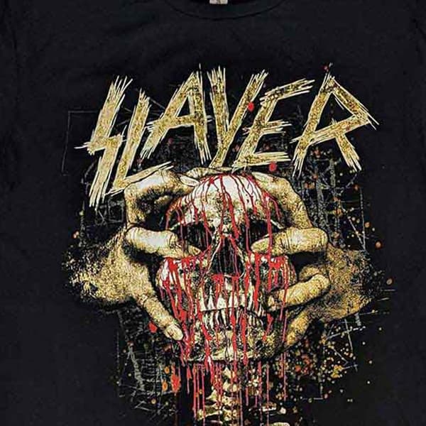 Slayer Skull Clench Band Logo T Shirt