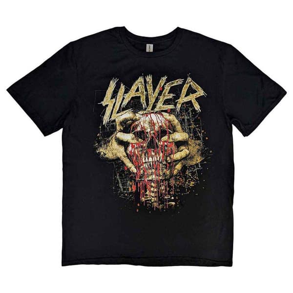 Slayer Skull Clench Band Logo T Shirt