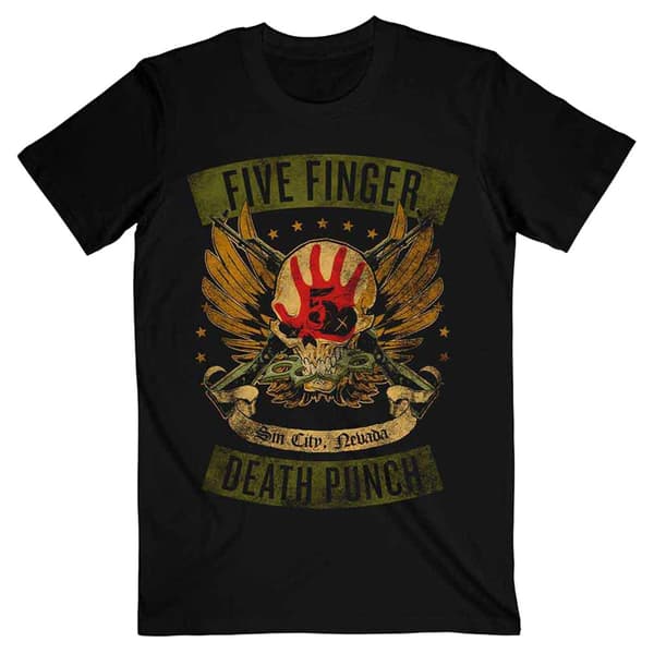 Five Finger Death Punch Locked And Loaded T Shirt Black S