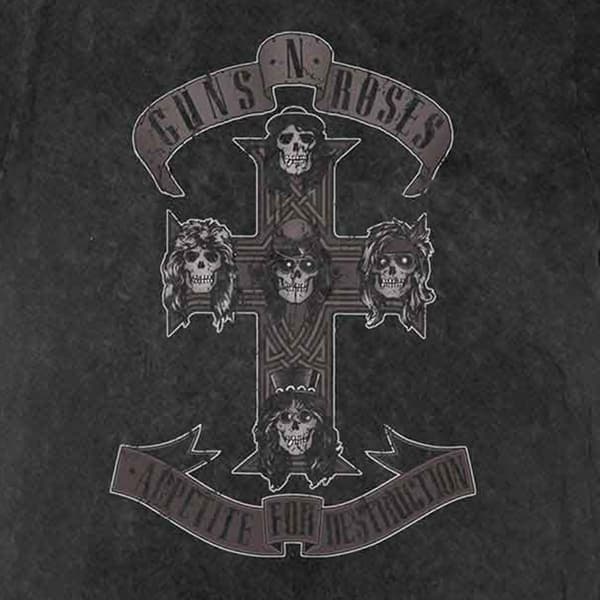 Guns N' Roses Monochrome Cross Dip Dye T Shirt
